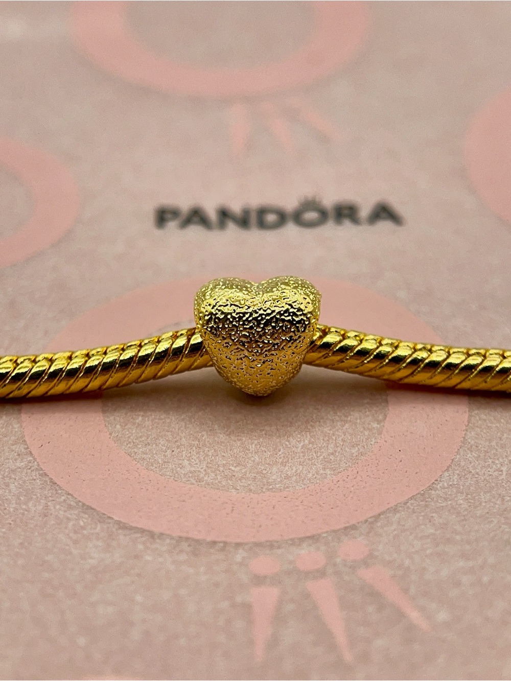 Pandora Gold Textured Heart Mini Charm 763072C00